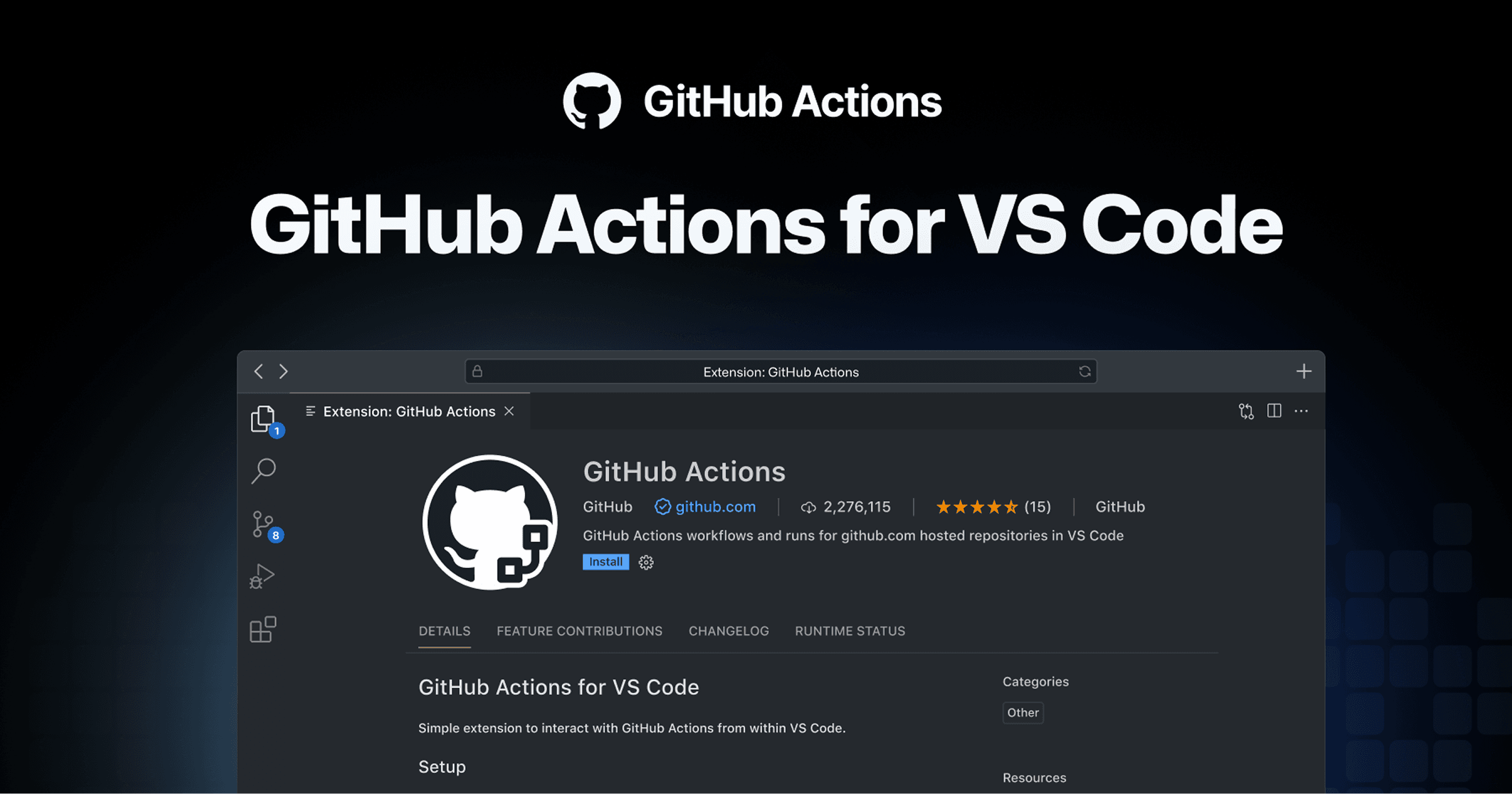 GitHub Actions product and VS Code integration UI — 4 of 7