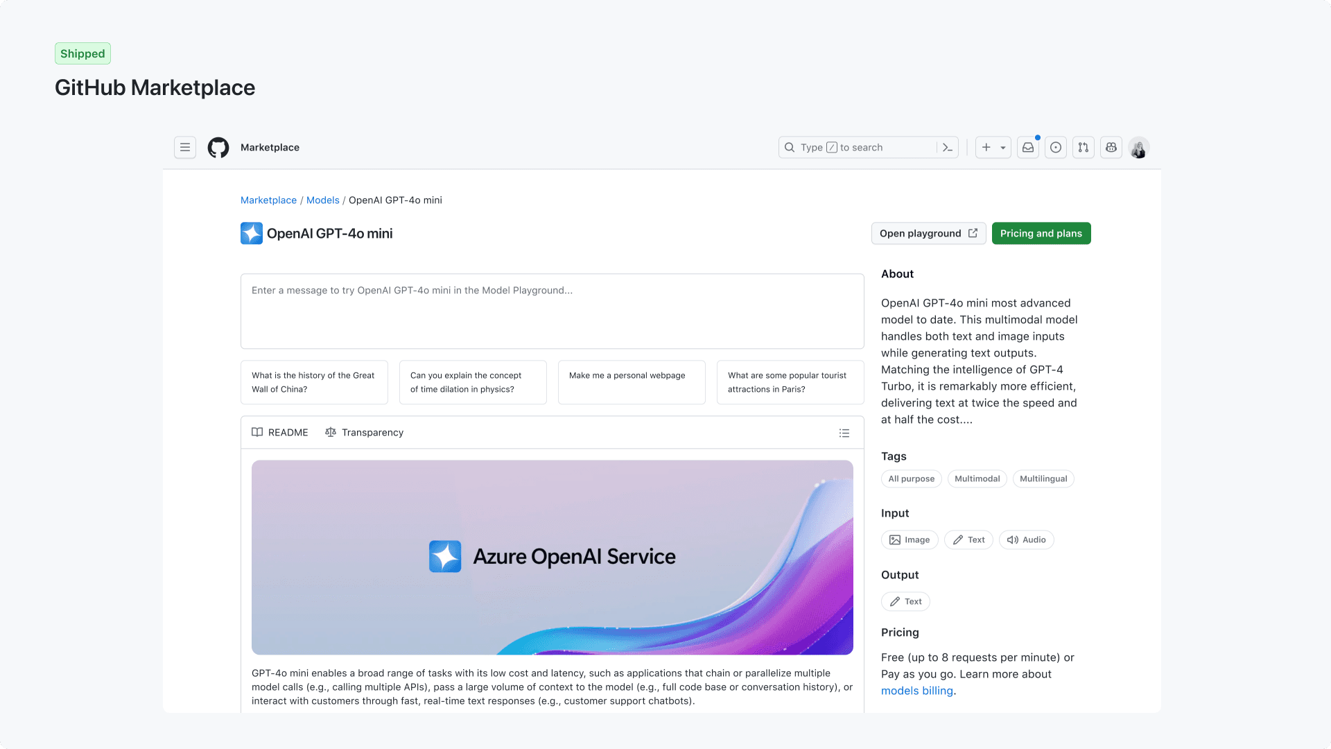 GitHub Marketplace product UI — 1 of 7