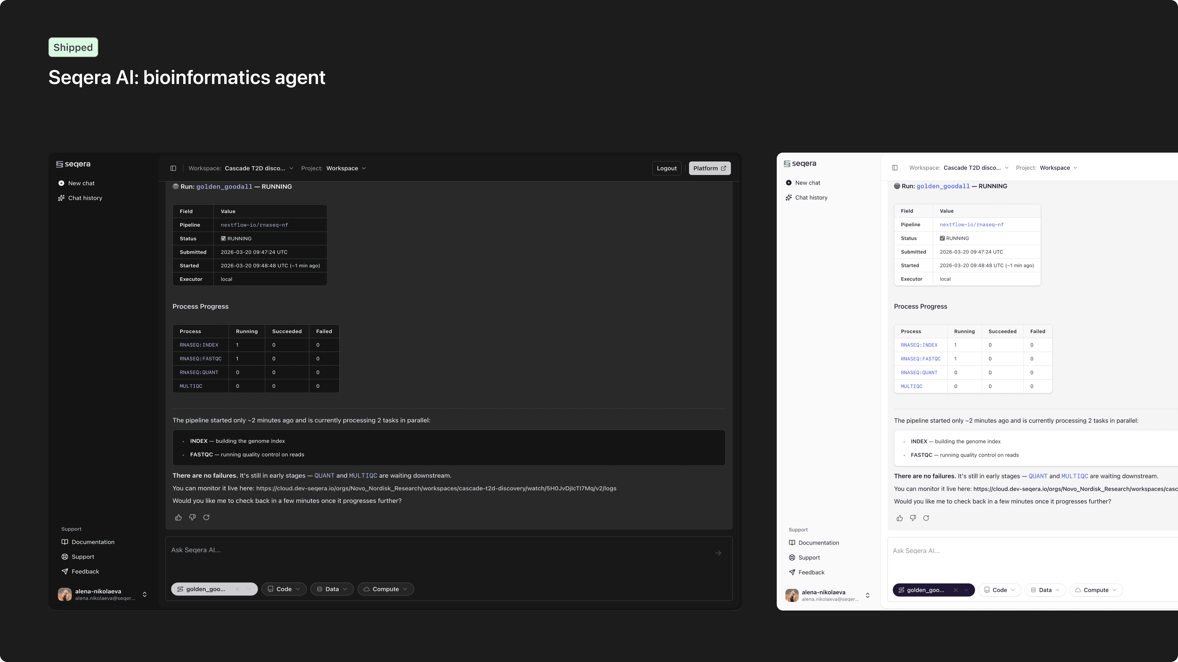 Seqera AI product UI — 4 of 5