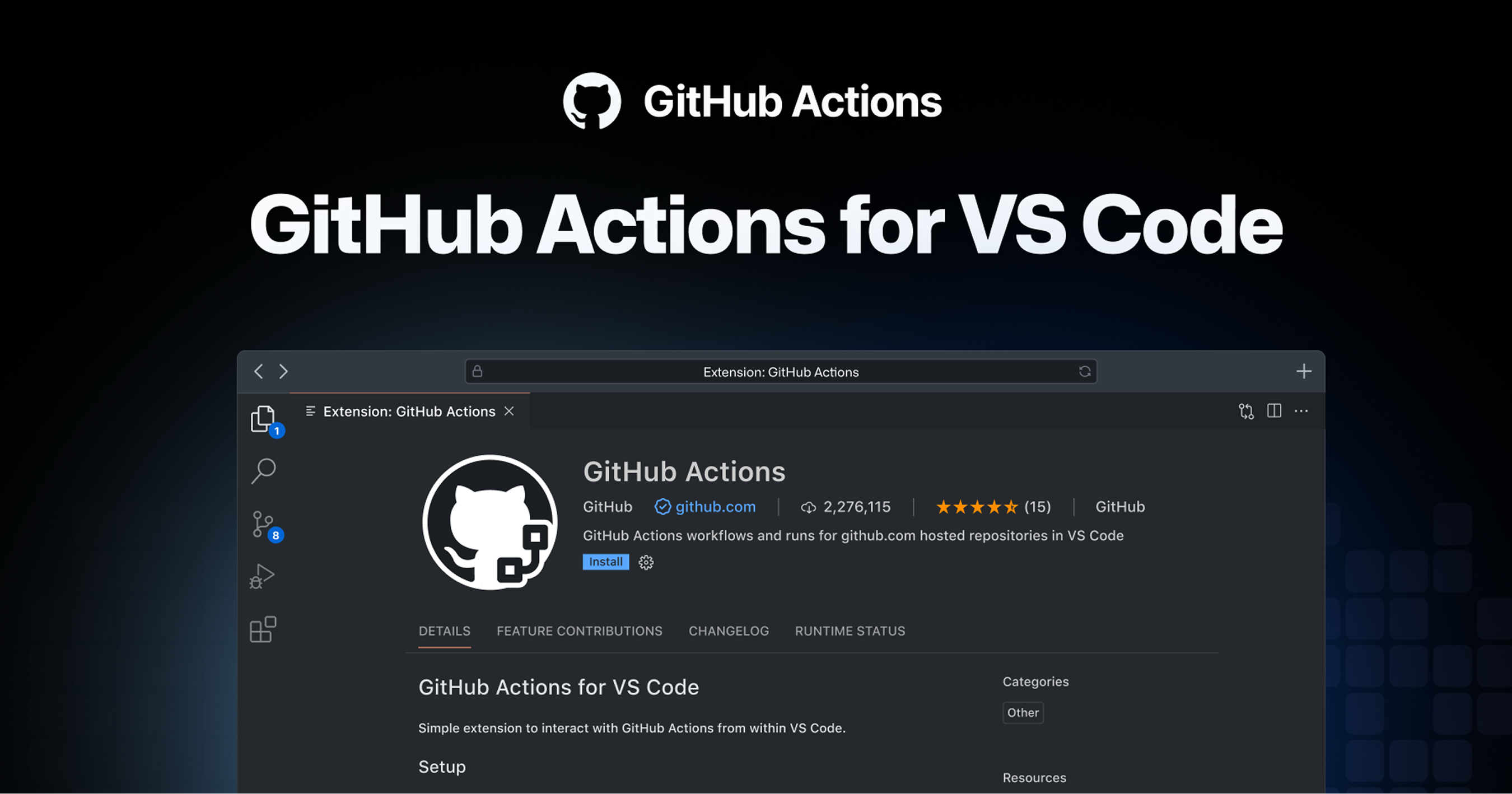 GitHub Actions product and VS Code integration UI — 4 of 7