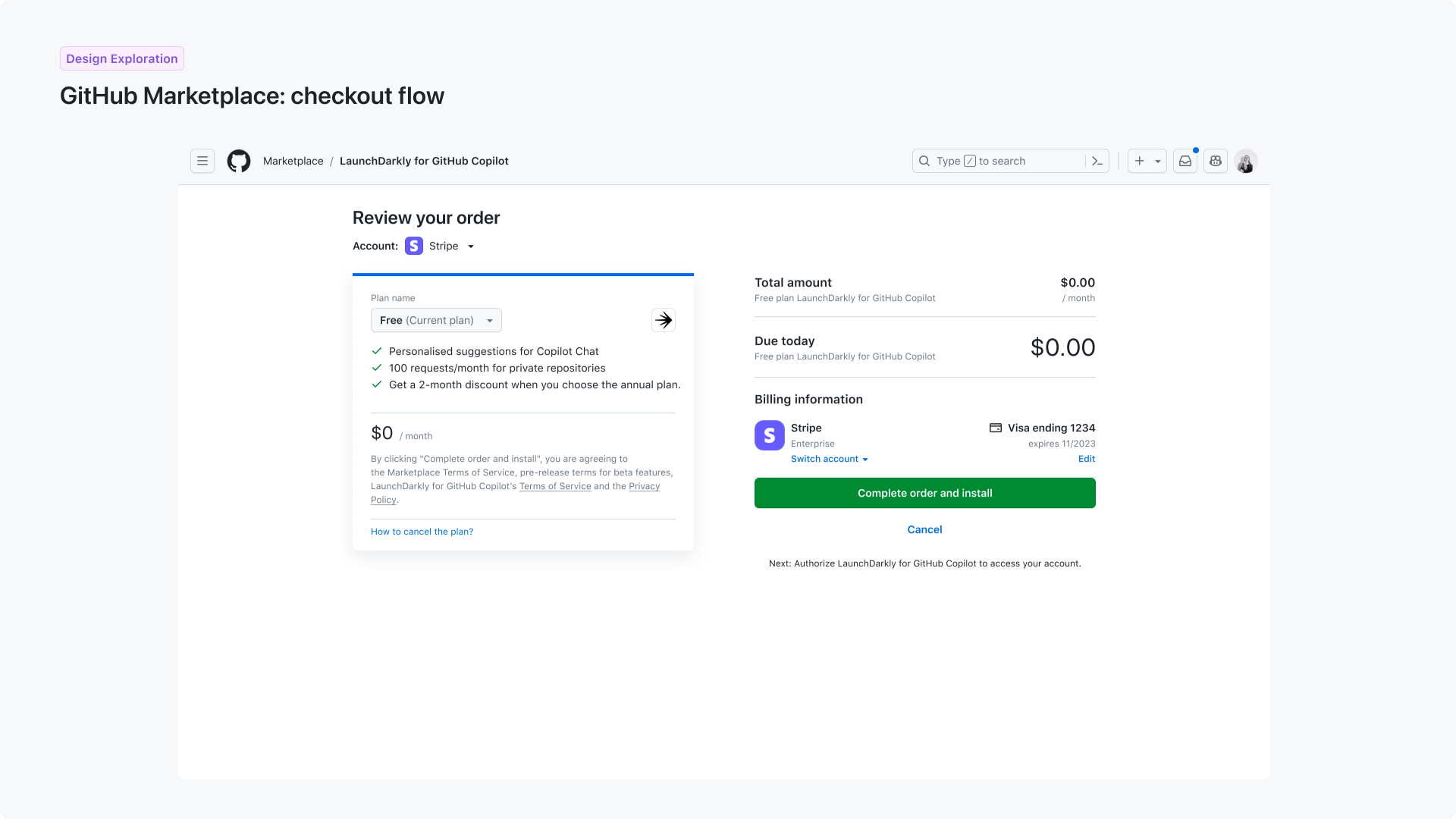 GitHub Marketplace product UI — 6 of 7